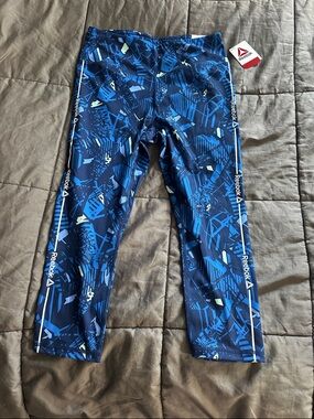 Reebok Navy and Bright Blue Womens Track Joggers